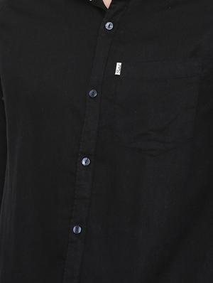 black solid casual shirt - 16313462 - Standard Image - 4