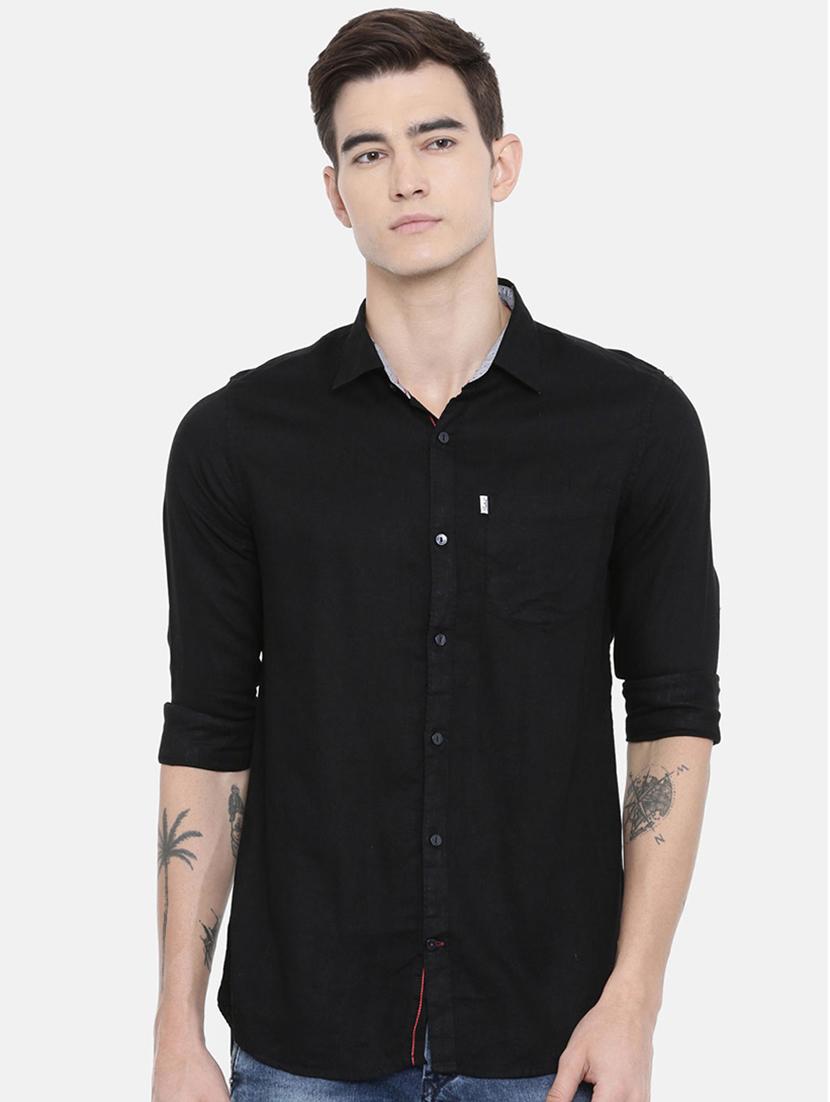 black solid casual shirt - 16313462 - Zoom Image - 1