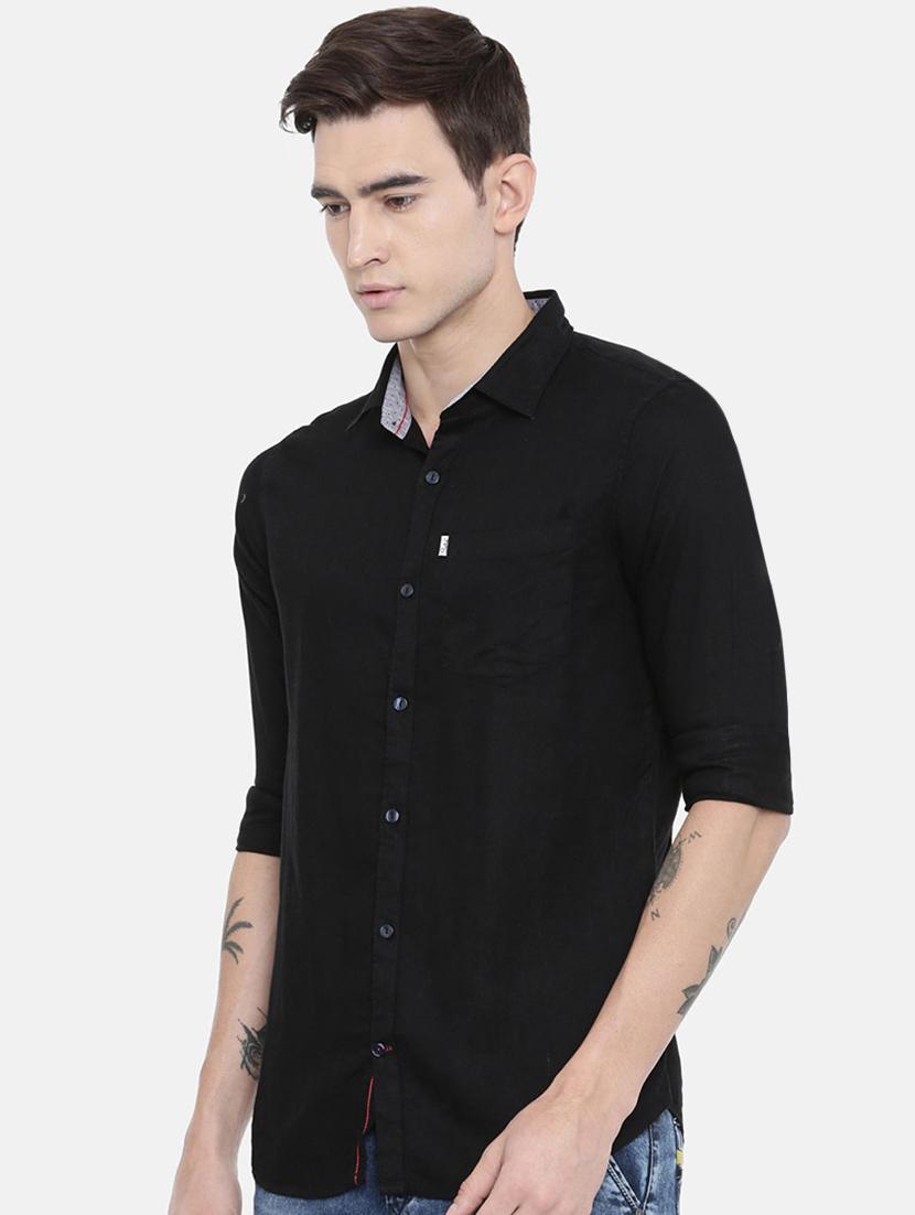 black solid casual shirt - 16313462 - Zoom Image - 2