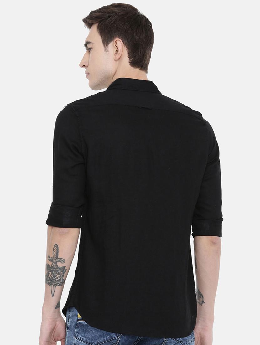 black solid casual shirt - 16313462 - Zoom Image - 3