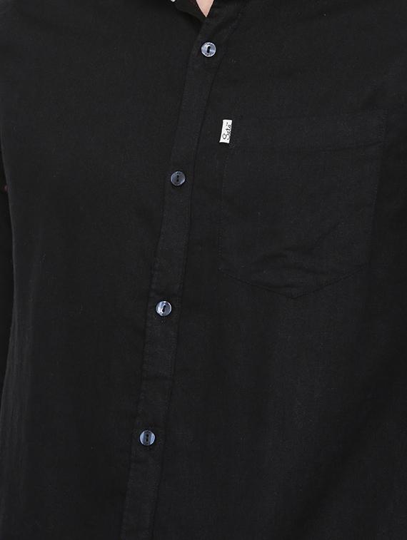 black solid casual shirt - 16313462 - Zoom Image - 4