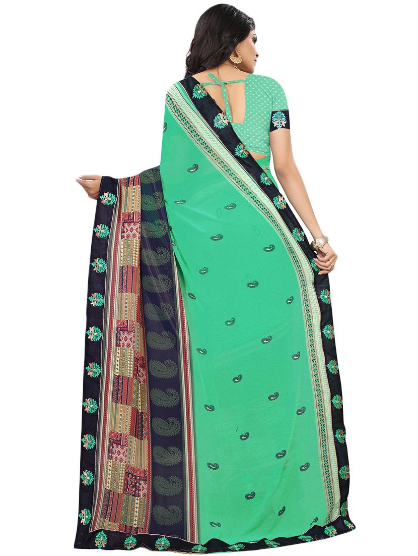 paisley printed saree with blouse - 16313471 - Zoom Image - 2