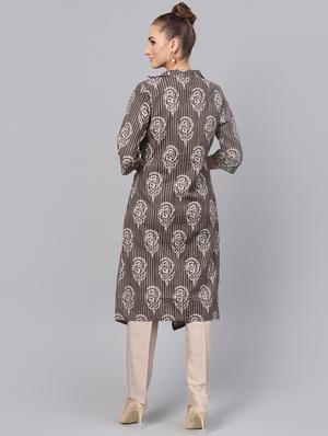block print asymmetric kurta - 16313944 - Standard Image - 3
