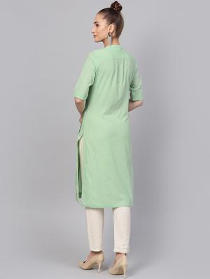 pastel solid straight kurta - 16313955 - Standard Image - 3