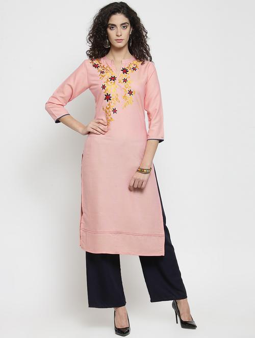 embroidered straight kurta - 16313971 - Standard Image - 1