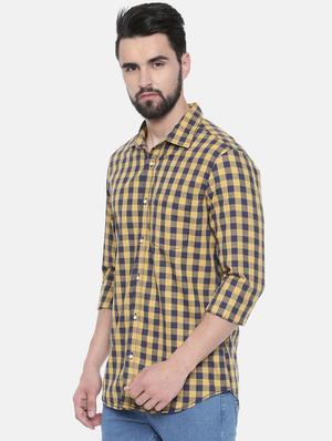 yellow checkered casual shirt - 16314150 - Standard Image - 2