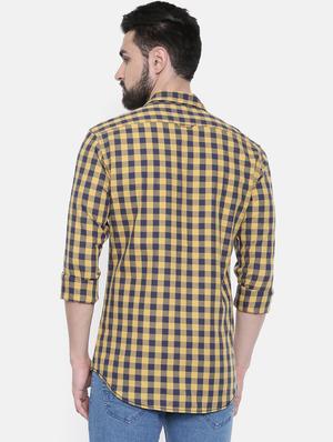 yellow checkered casual shirt - 16314150 - Standard Image - 3
