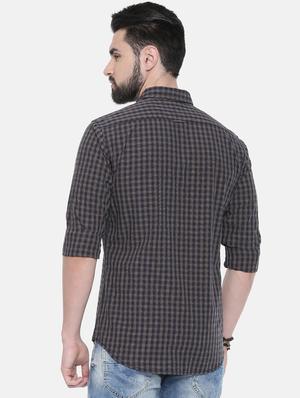navy blue checkered casual shirt - 16314152 - Standard Image - 3