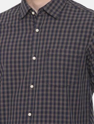 navy blue checkered casual shirt - 16314152 - Standard Image - 4