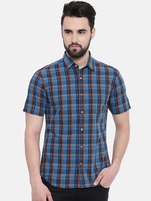 blue checkered casual shirt - 16314166 - Standard Image - 1