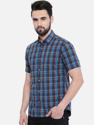 blue checkered casual shirt - 16314166 - Standard Image - 2