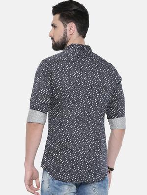 grey polka dot casual shirt - 16314171 - Standard Image - 3