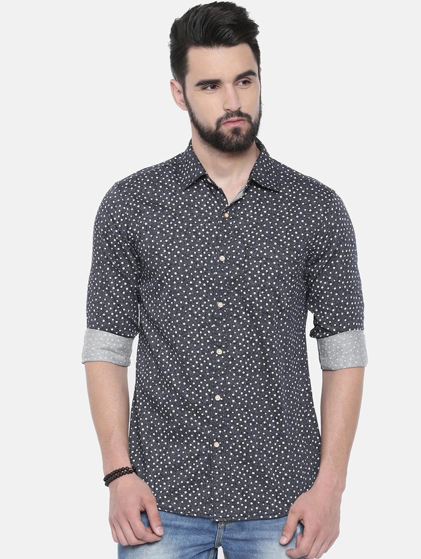 grey polka dot casual shirt - 16314171 - Zoom Image - 1