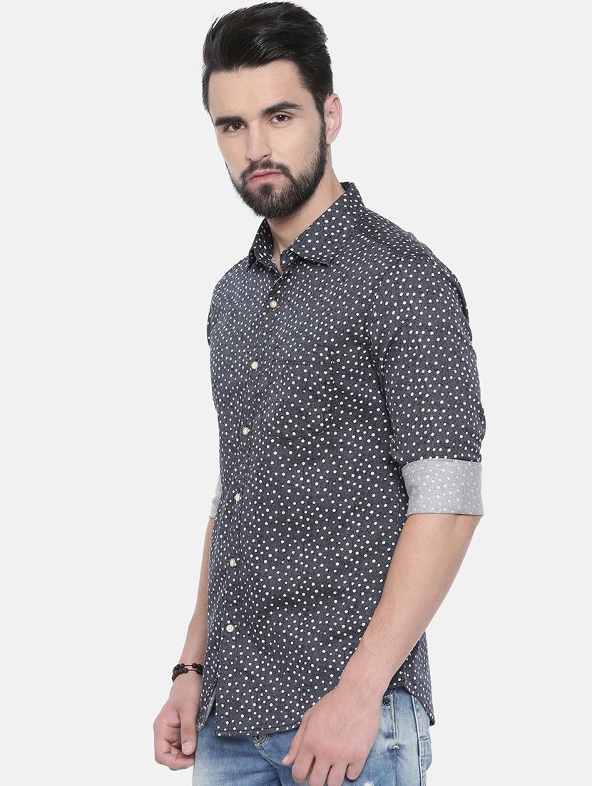 grey polka dot casual shirt - 16314171 - Zoom Image - 2