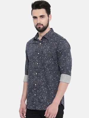 grey printed casual shirt - 16314174 - Standard Image - 2