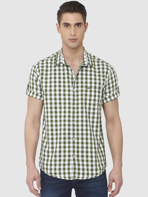 green checkered casual shirt - 16314230 - Standard Image - 1