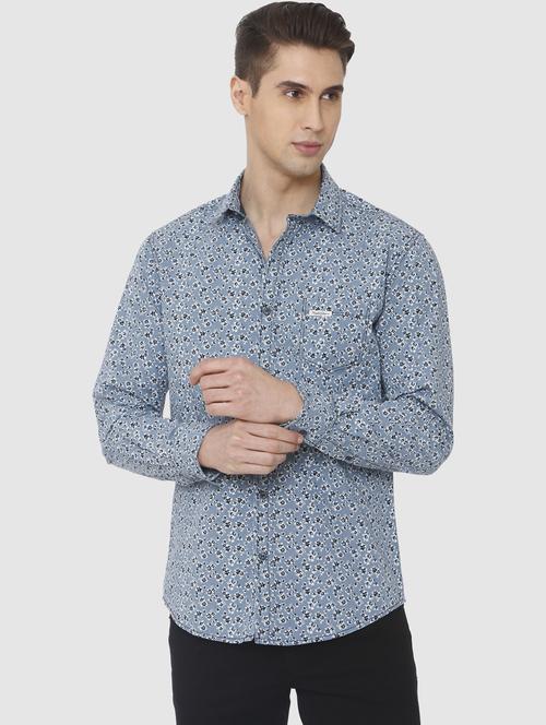 blue printed casual shirt - 16314242 - Very Small Image - 1
