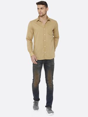 beige solid casual shirt - 16314256 - Standard Image - 4