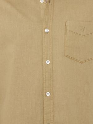 beige solid casual shirt - 16314256 - Standard Image - 5