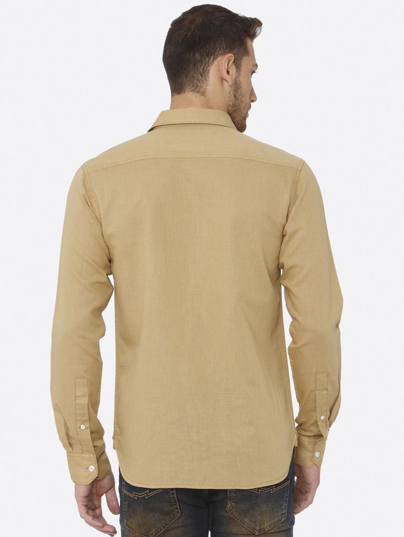 beige solid casual shirt - 16314256 - Zoom Image - 3