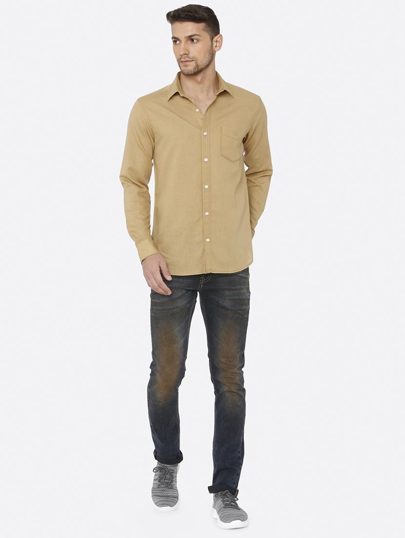 beige solid casual shirt - 16314256 - Zoom Image - 4