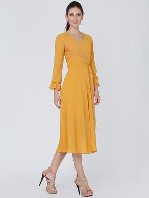 sheer sleeved flare dress - 16314741 - Standard Image - 2