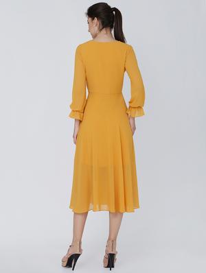 sheer sleeved flare dress - 16314741 - Standard Image - 3