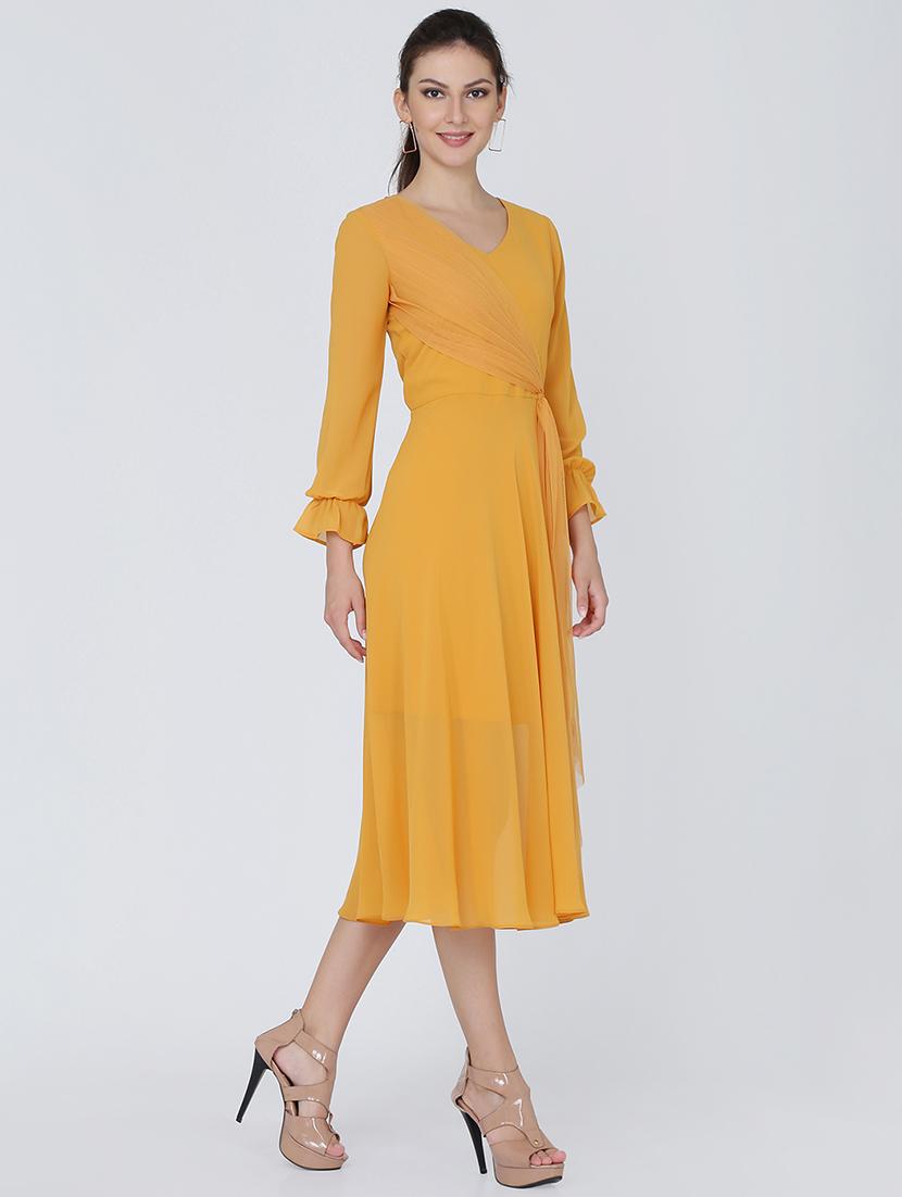 sheer sleeved flare dress - 16314741 - Zoom Image - 2