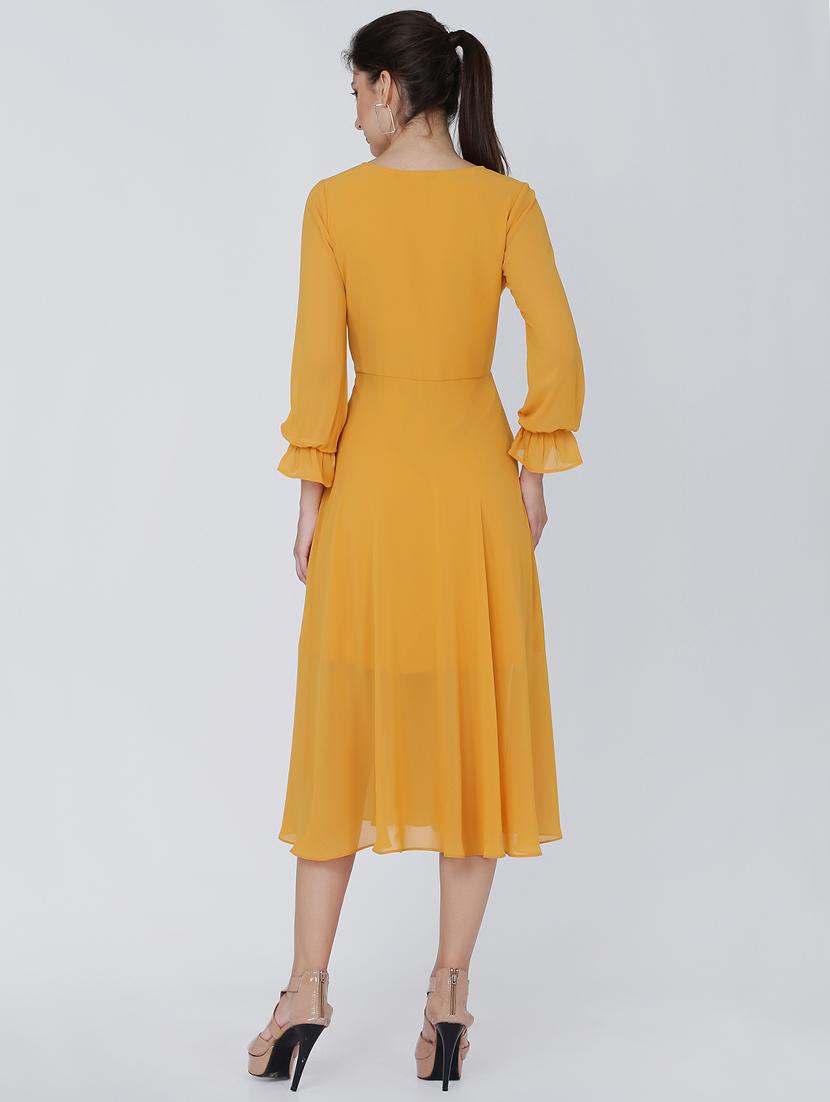 sheer sleeved flare dress - 16314741 - Zoom Image - 3