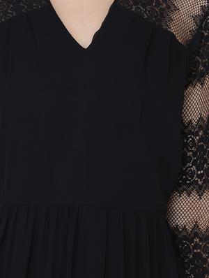 lace sleeved cut out back maxi dress - 16314744 - Standard Image - 4
