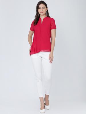 notch neck pleat detail top - 16314756 - Standard Image - 4