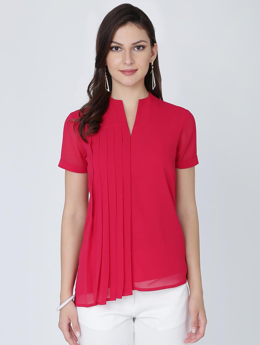 notch neck pleat detail top - 16314756 - Zoom Image - 1