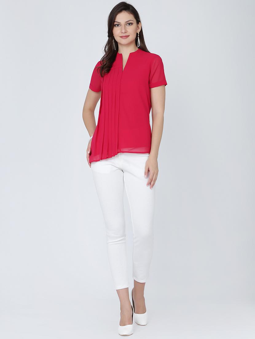 notch neck pleat detail top - 16314756 - Zoom Image - 4
