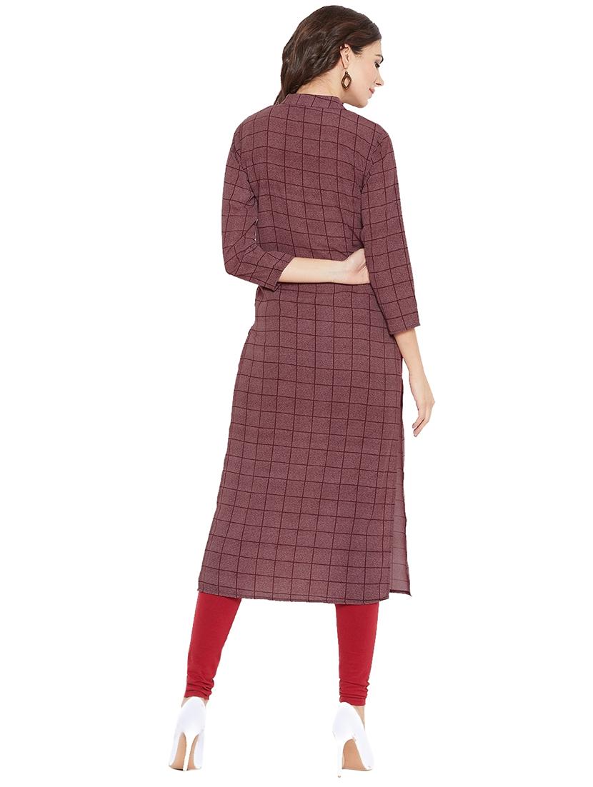 checkered straight kurta - 16314859 - Zoom Image - 3