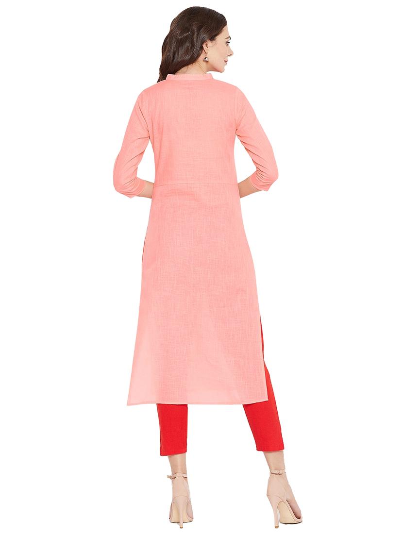 solid straight kurta - 16314885 - Zoom Image - 3