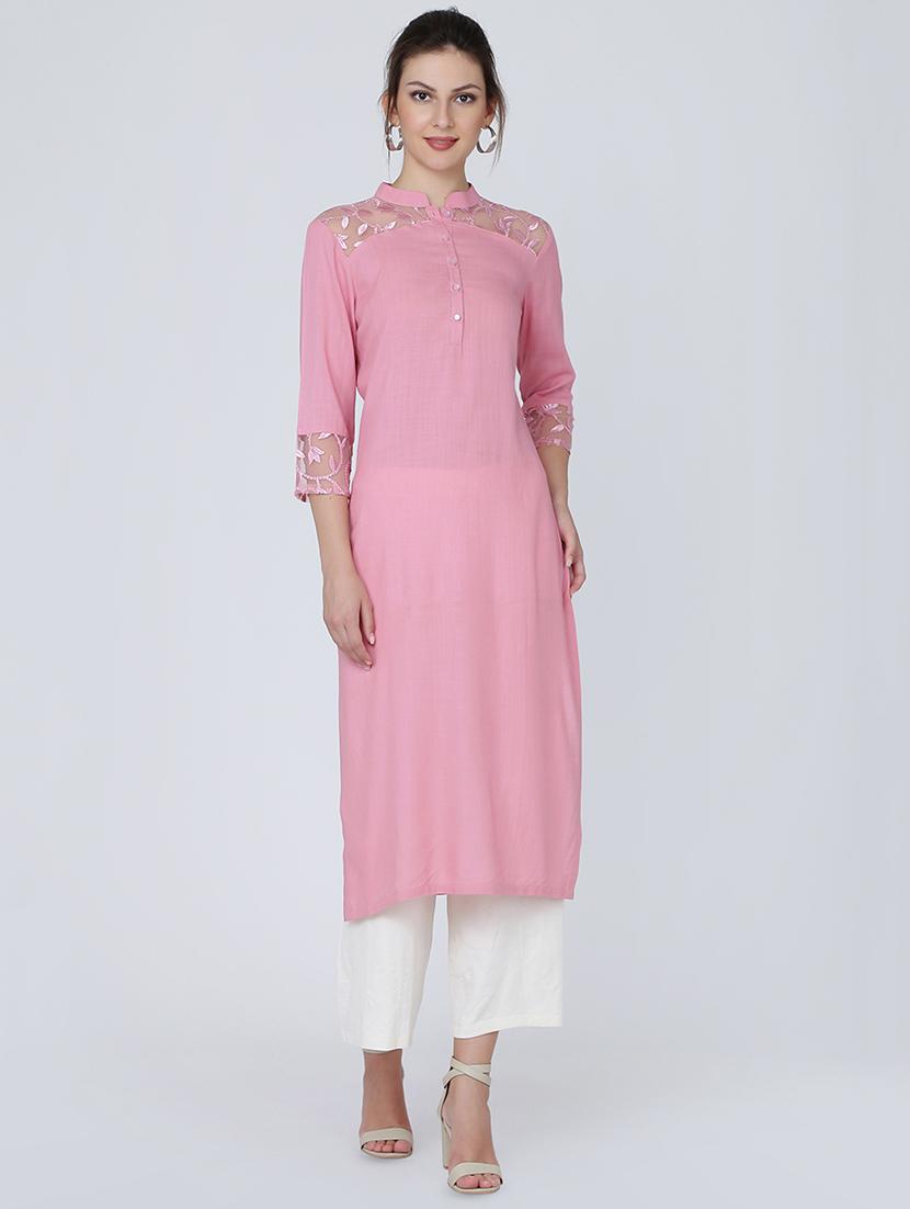 solid straight kurta - 16314942 - Zoom Image - 1