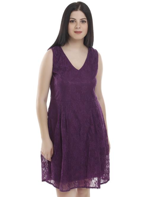 v-neck floral laced a-line dress - 16315221 - Standard Image - 1