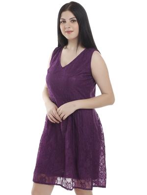 v-neck floral laced a-line dress - 16315221 - Standard Image - 2