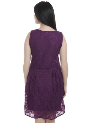 v-neck floral laced a-line dress - 16315221 - Standard Image - 3