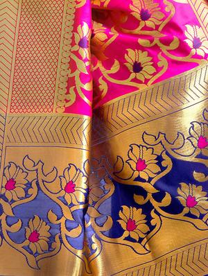 floral zari motif banarasi saree with blouse - 16315697 - Standard Image - 5
