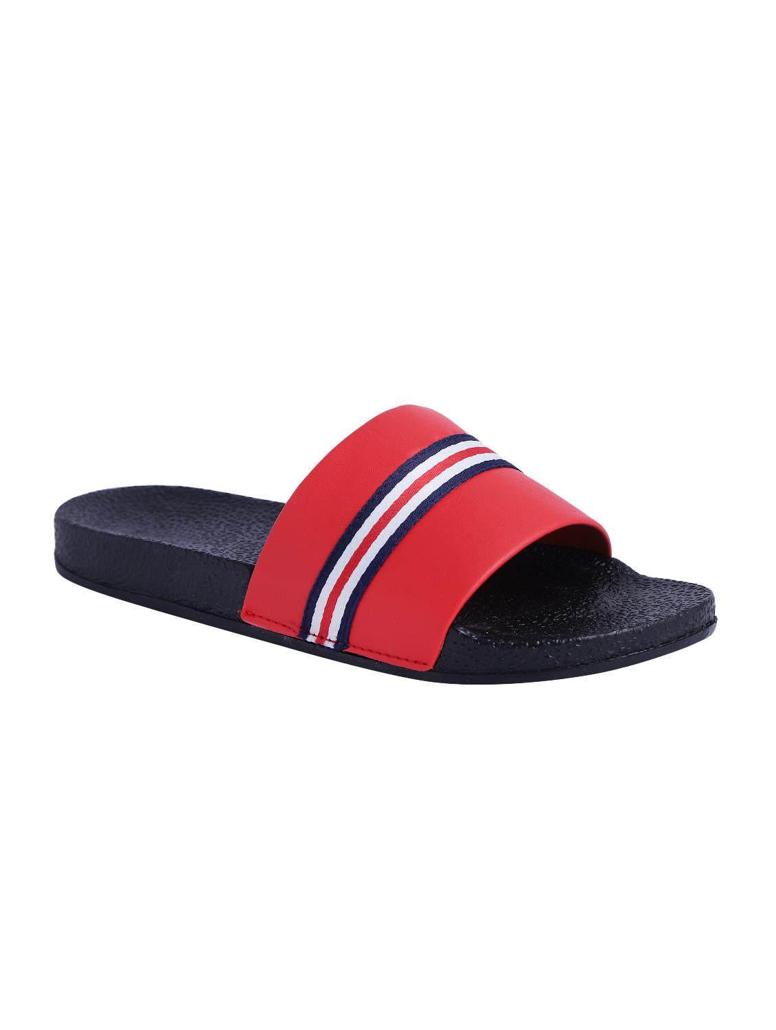 red leatherette slip on flip flops - 16315733 - Zoom Image - 1