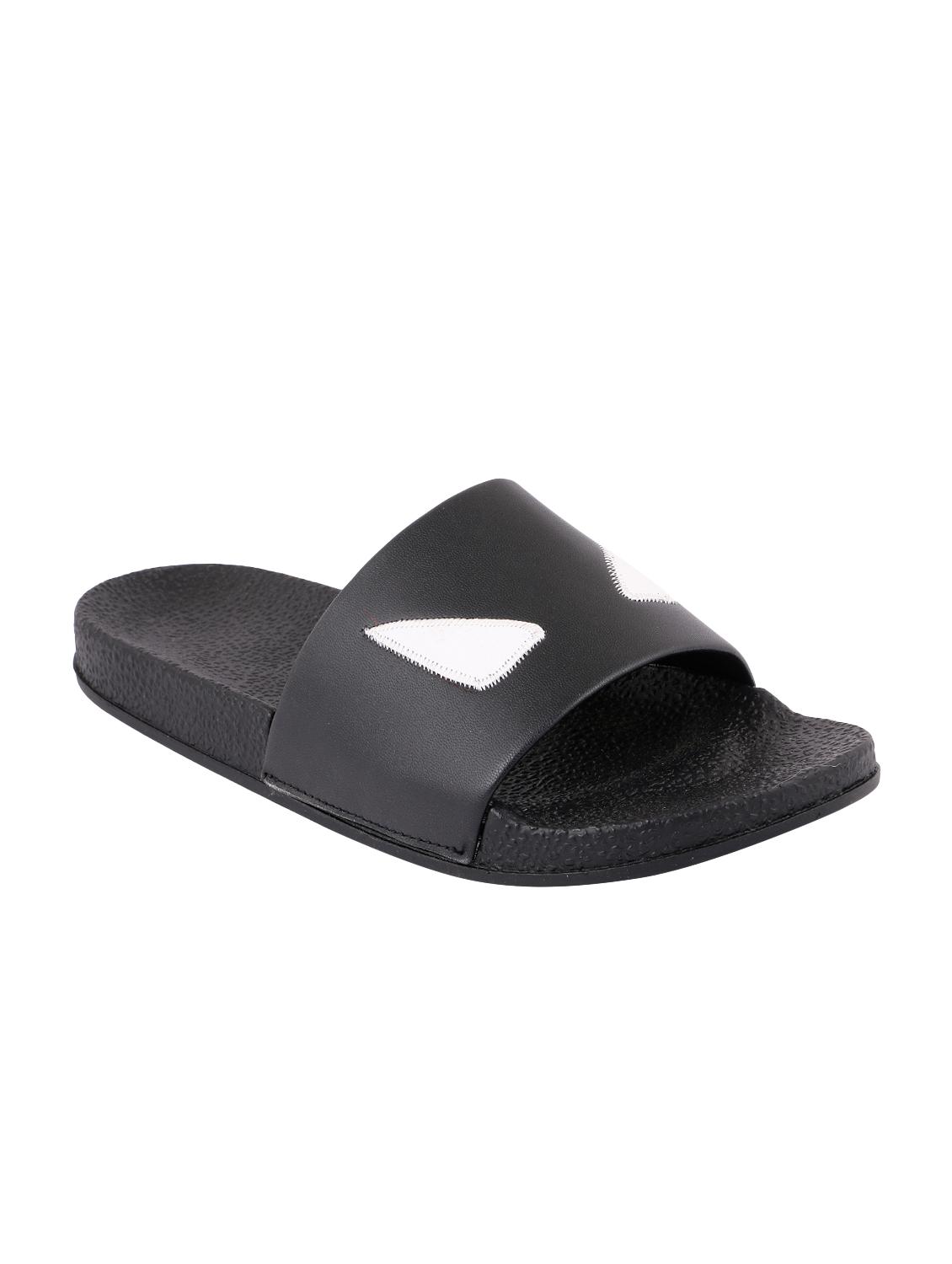black leatherette slip on flip flops - 16315742 - Zoom Image - 1
