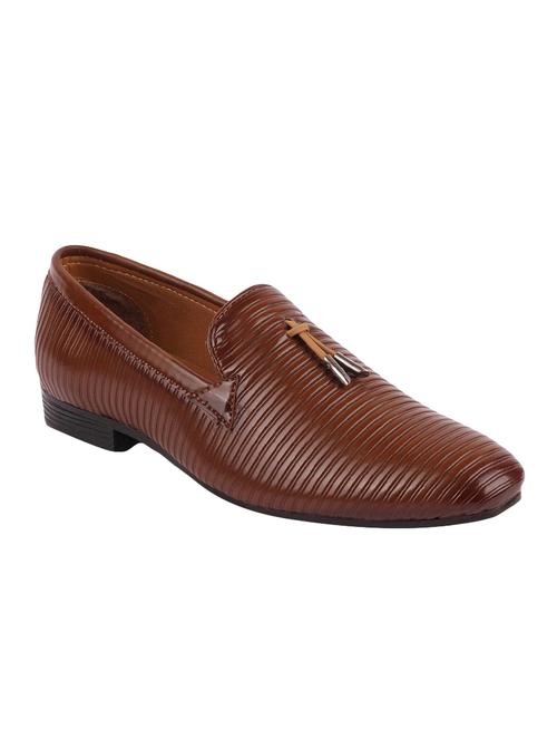 tan leatherette tassel slip ons - 16316359 - Standard Image - 1