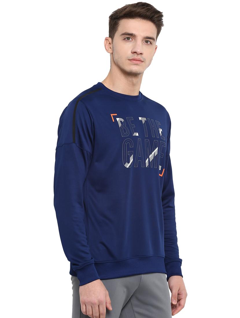 navy blue typographic chest printed sweatshirt - 16316400 - Zoom Image - 2
