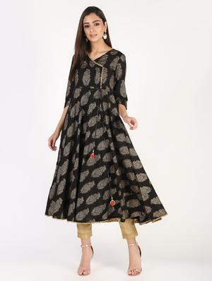 block printed angrakha kurta - 16317128 - Standard Image - 2