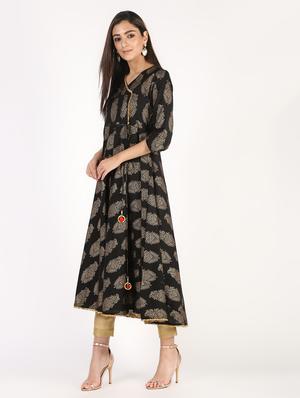 block printed angrakha kurta - 16317128 - Standard Image - 3