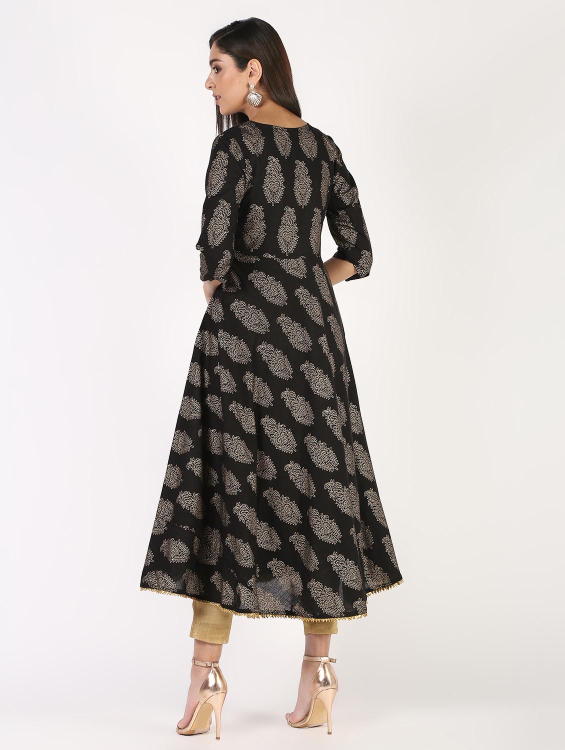 block printed angrakha kurta - 16317128 - Zoom Image - 4