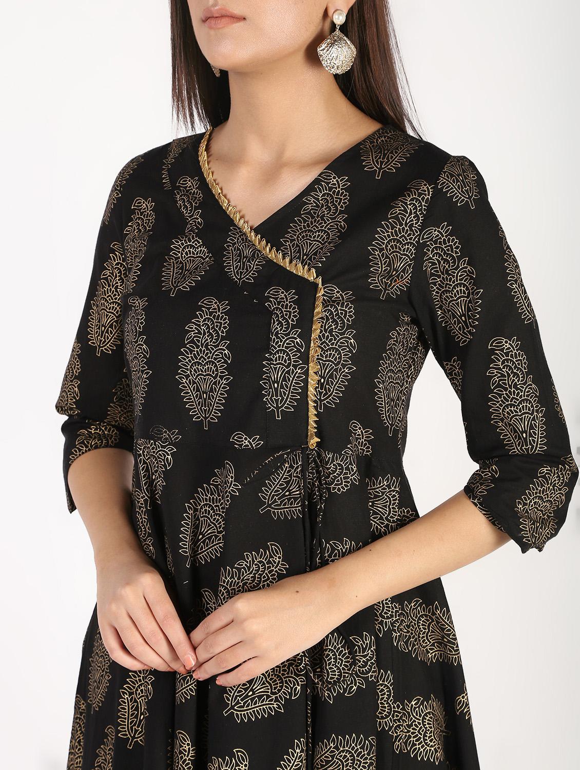 block printed angrakha kurta - 16317128 - Zoom Image - 5