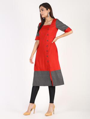 printed hem straight kurta - 16317133 - Standard Image - 3