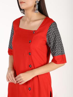 printed hem straight kurta - 16317133 - Standard Image - 5